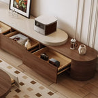 122 Brown Modern Wood Open Storage TV Stand with Drawers