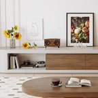 122 Brown Modern Wood Open Storage TV Stand with Drawers