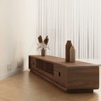 71 Mid-Century Brown Wooden Cable Management  TV Stand