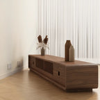 71 Mid-Century Brown Wooden Cable Management  TV Stand