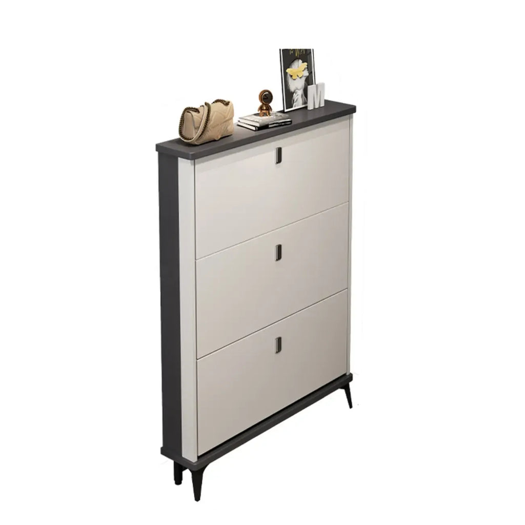 Modern Wood Shoe Cabinet with Adjustable Shelves, Entryway