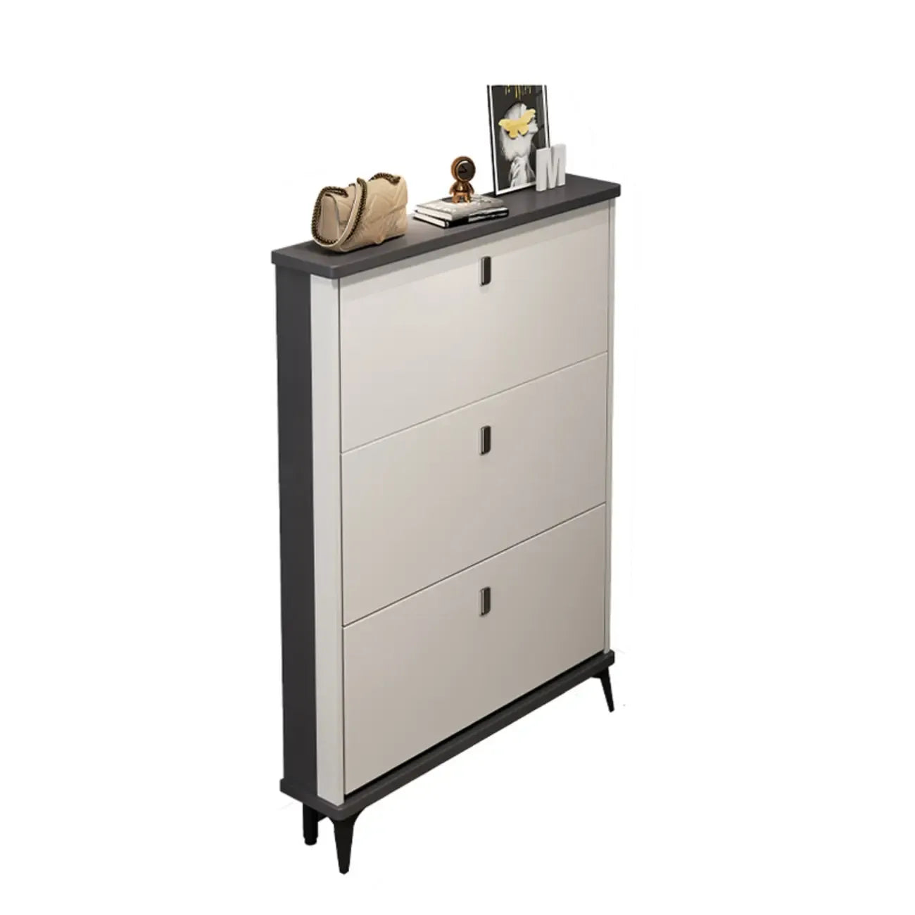 Modern Wood Shoe Cabinet with Adjustable Shelves, Entryway