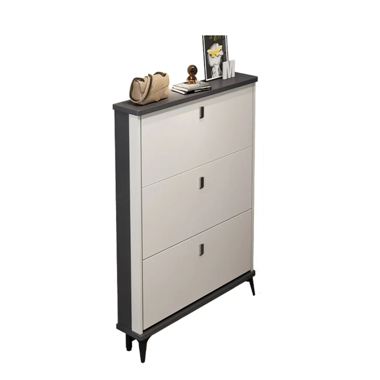 Modern Wood Shoe Cabinet with Adjustable Shelves, Entryway