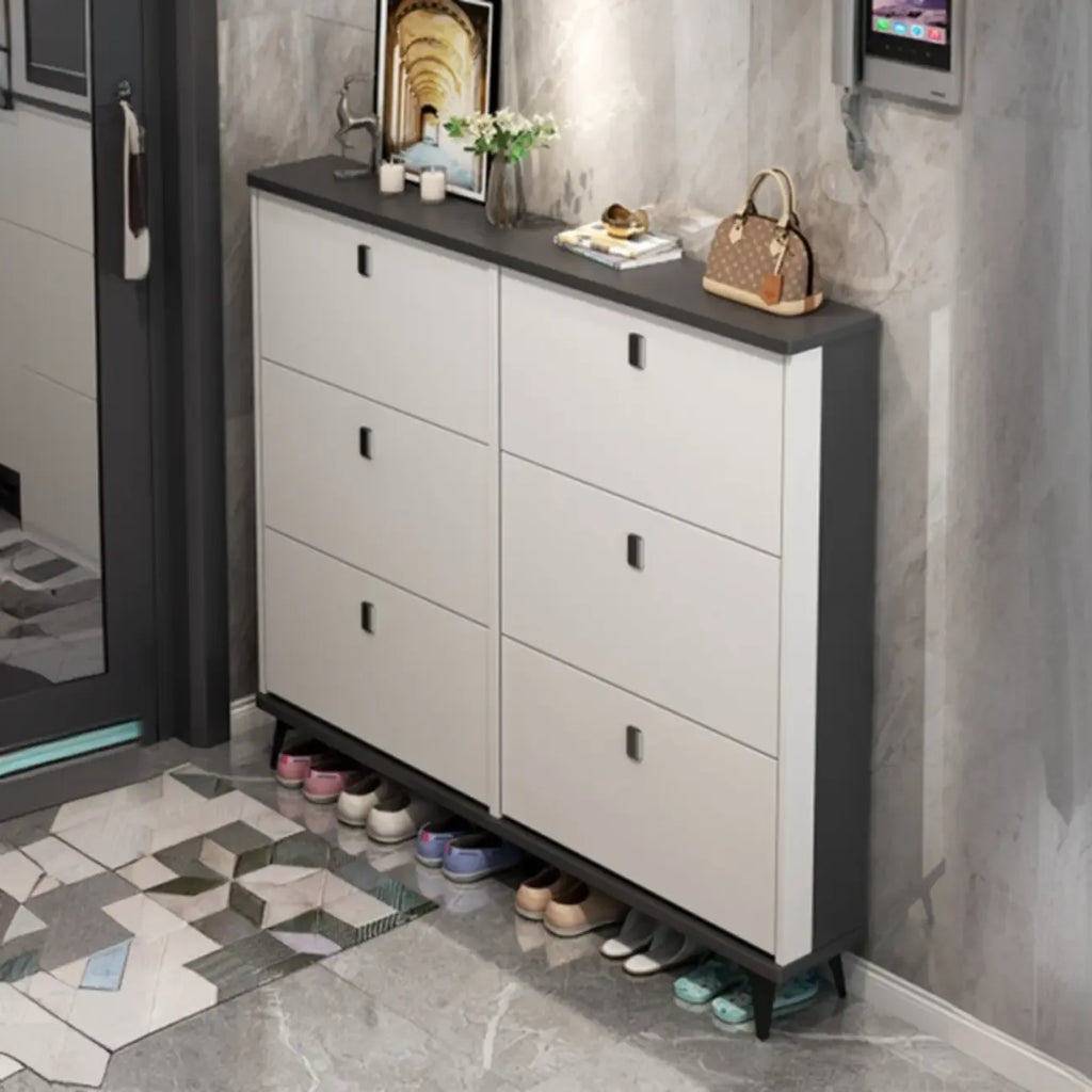 Modern Wood Shoe Cabinet with Adjustable Shelves, Entryway