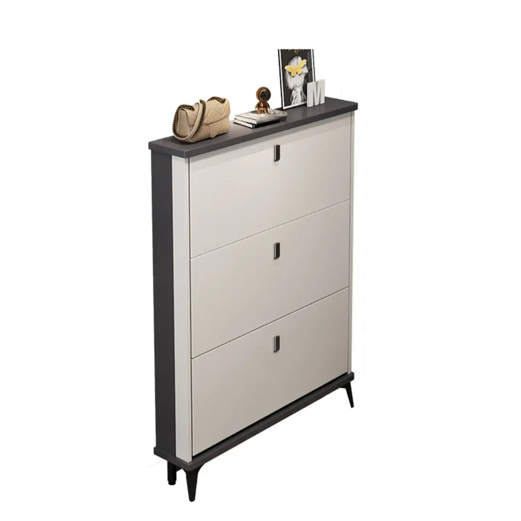 Modern Wood Shoe Cabinet with Adjustable Shelves, Entryway