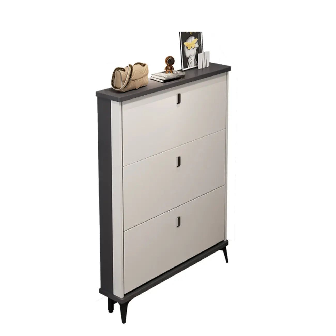 Modern Wood Shoe Cabinet with Adjustable Shelves, Entryway