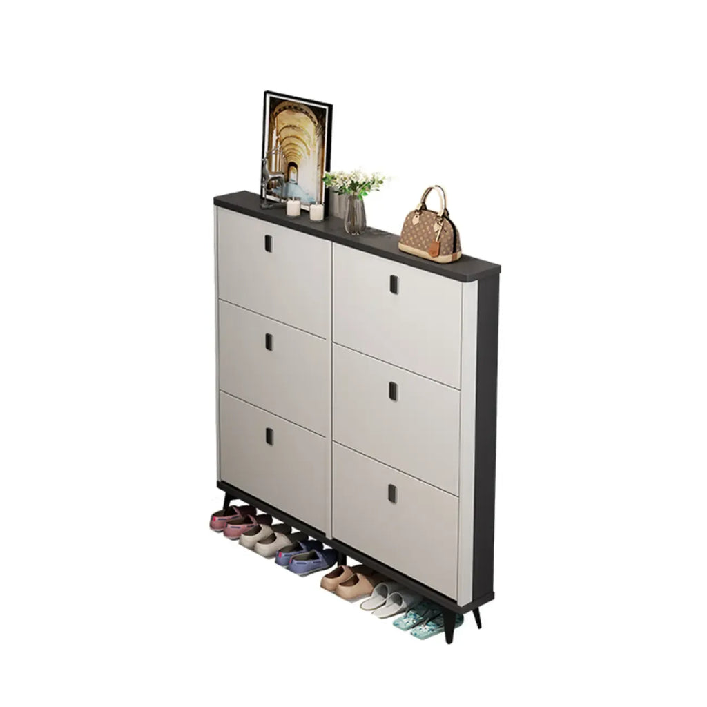 Modern Wood Shoe Cabinet with Adjustable Shelves, Entryway