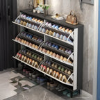 Modern Wood Shoe Cabinet with Adjustable Shelves, Entryway