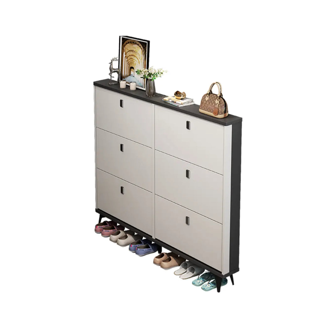 Modern Wood Shoe Cabinet with Adjustable Shelves, Entryway