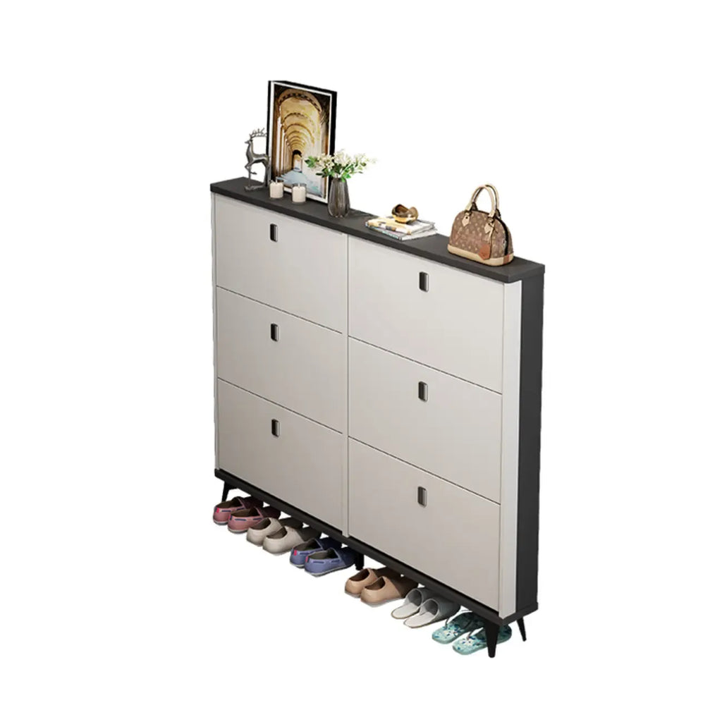 Modern Wood Shoe Cabinet with Adjustable Shelves, Entryway