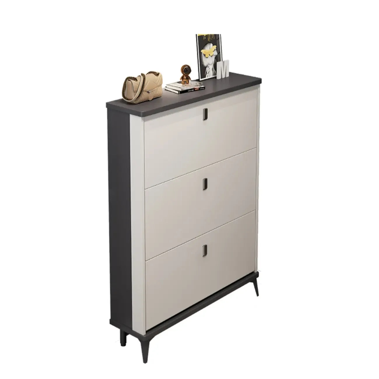 Modern Wood Shoe Cabinet with Adjustable Shelves, Entryway