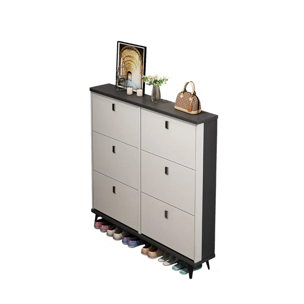 Modern Wood Shoe Cabinet with Adjustable Shelves, Entryway