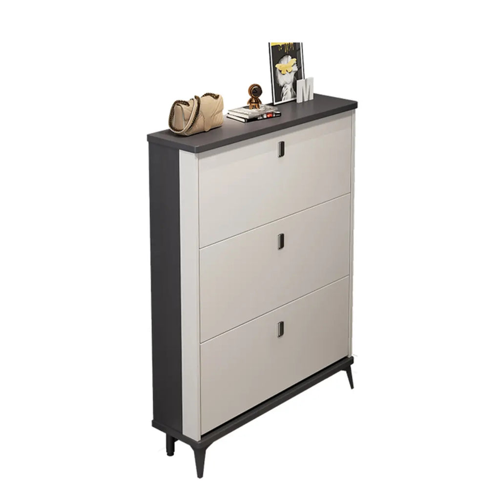 Modern Wood Shoe Cabinet with Adjustable Shelves, Entryway