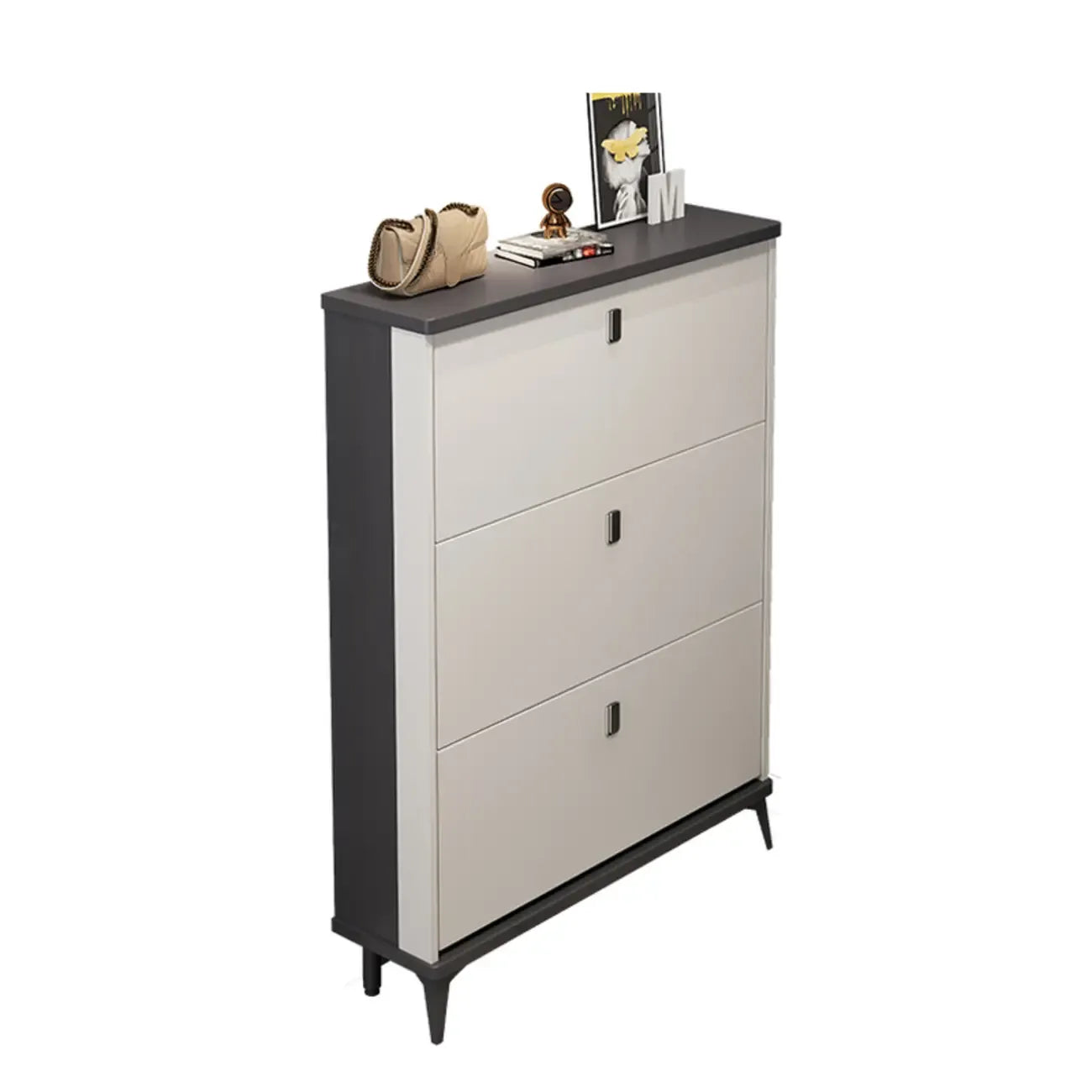 Modern Wood Shoe Cabinet with Adjustable Shelves, Entryway