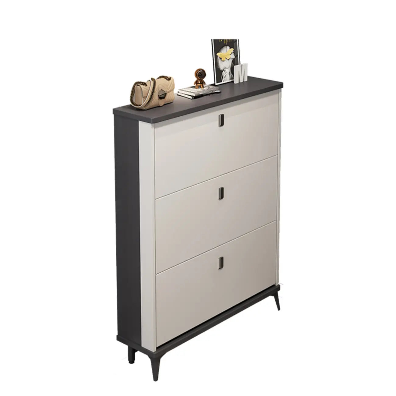 Modern Wood Shoe Cabinet with Adjustable Shelves, Entryway