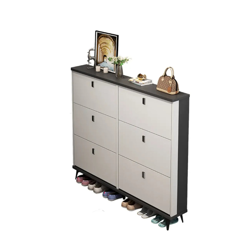 Modern Wood Shoe Cabinet with Adjustable Shelves, Entryway