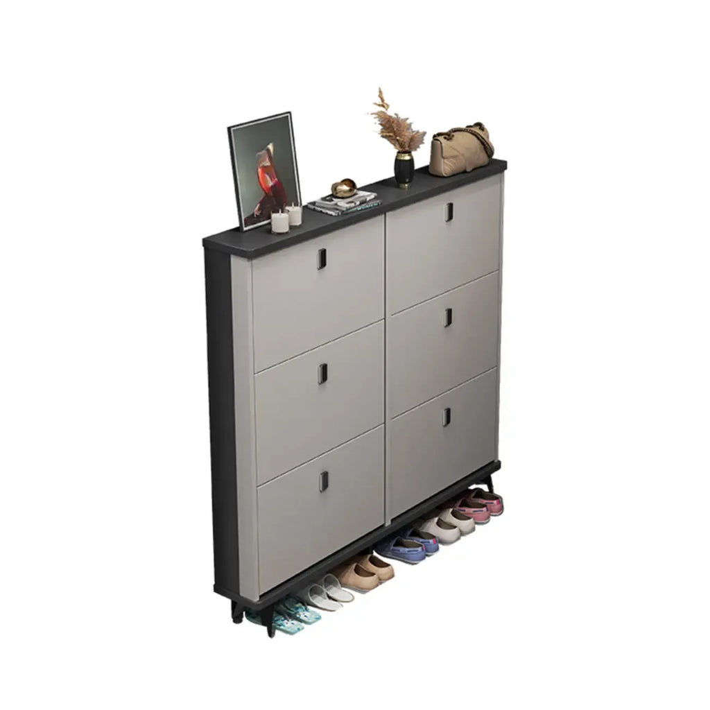 Modern Wood Shoe Cabinet with Adjustable Shelves, Entryway