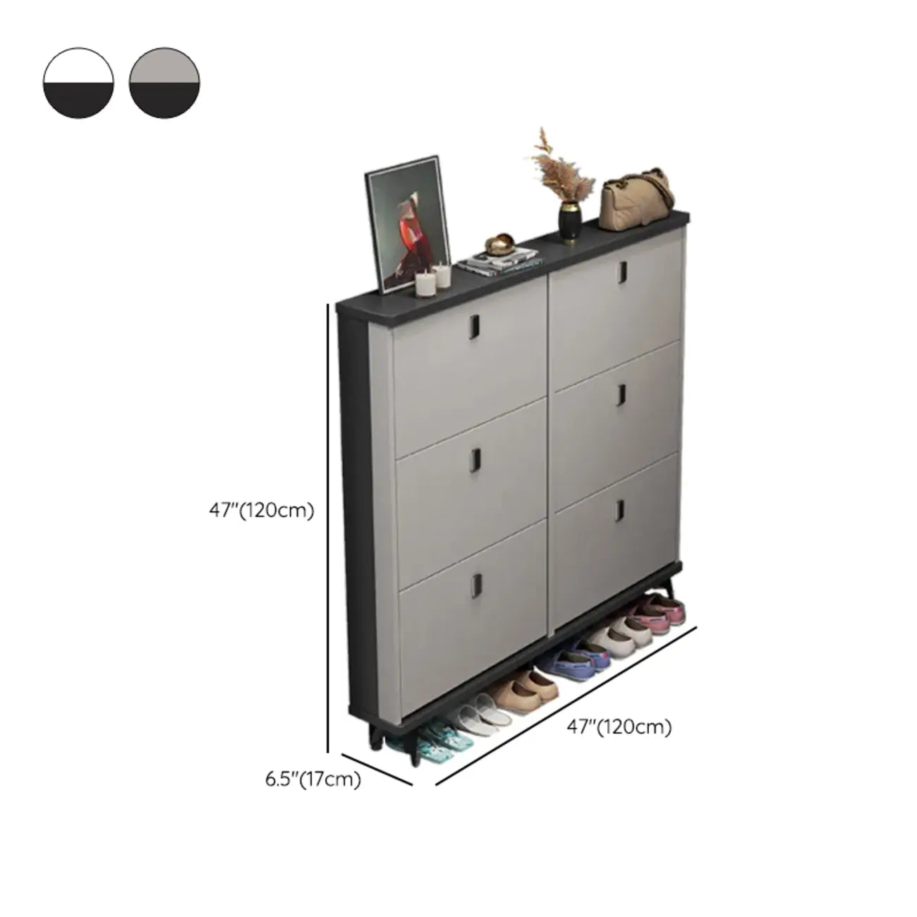 Modern Wood Shoe Cabinet with Adjustable Shelves, Entryway