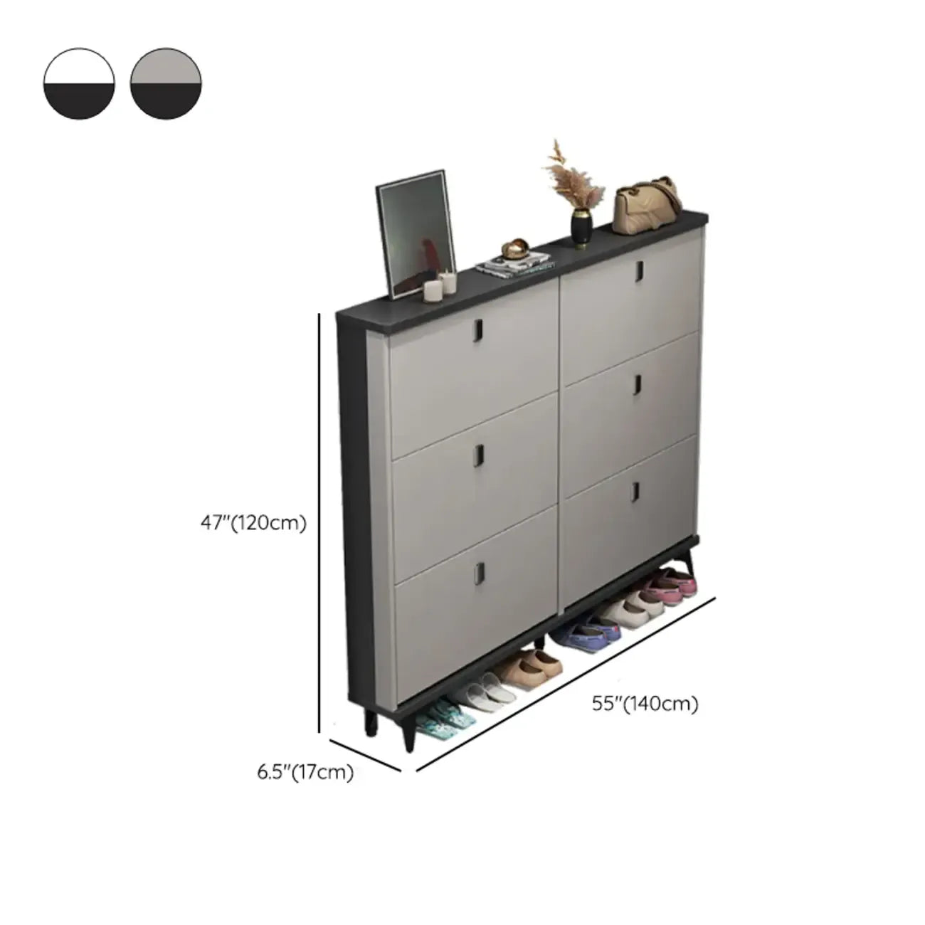 Modern Wood Shoe Cabinet with Adjustable Shelves, Entryway