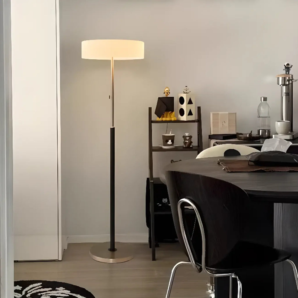 Modern Cylinder Glass Silver Floor Lamp Plug-In for Living Room