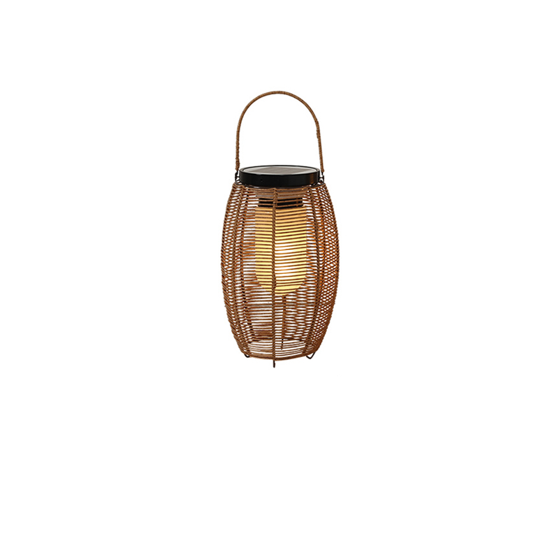 Rustic Rattan Lantern Oval Solar Outdoor Post Lights