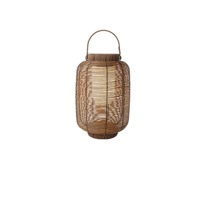 Rustic Rattan Lantern Oval Solar Outdoor Post Lights