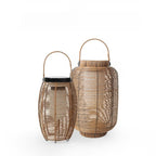 Rustic Rattan Lantern Oval Solar Outdoor Post Lights