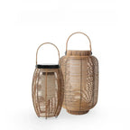 Rustic Rattan Lantern Oval Solar Outdoor Post Lights