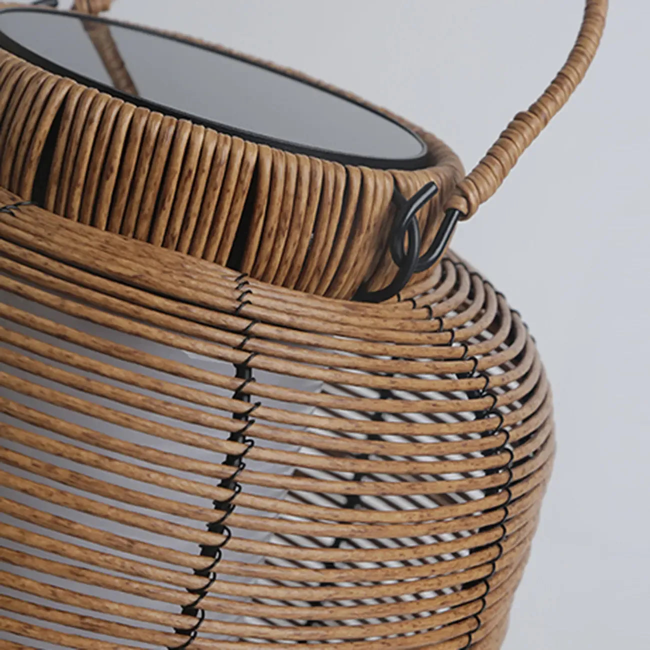 Rustic Rattan Lantern Oval Solar Outdoor Post Lights