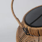 Rustic Rattan Lantern Oval Solar Outdoor Post Lights