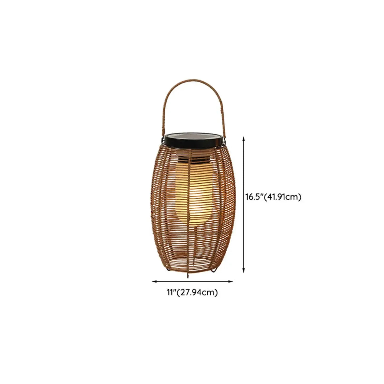 Rustic Rattan Lantern Oval Solar Outdoor Post Lights
