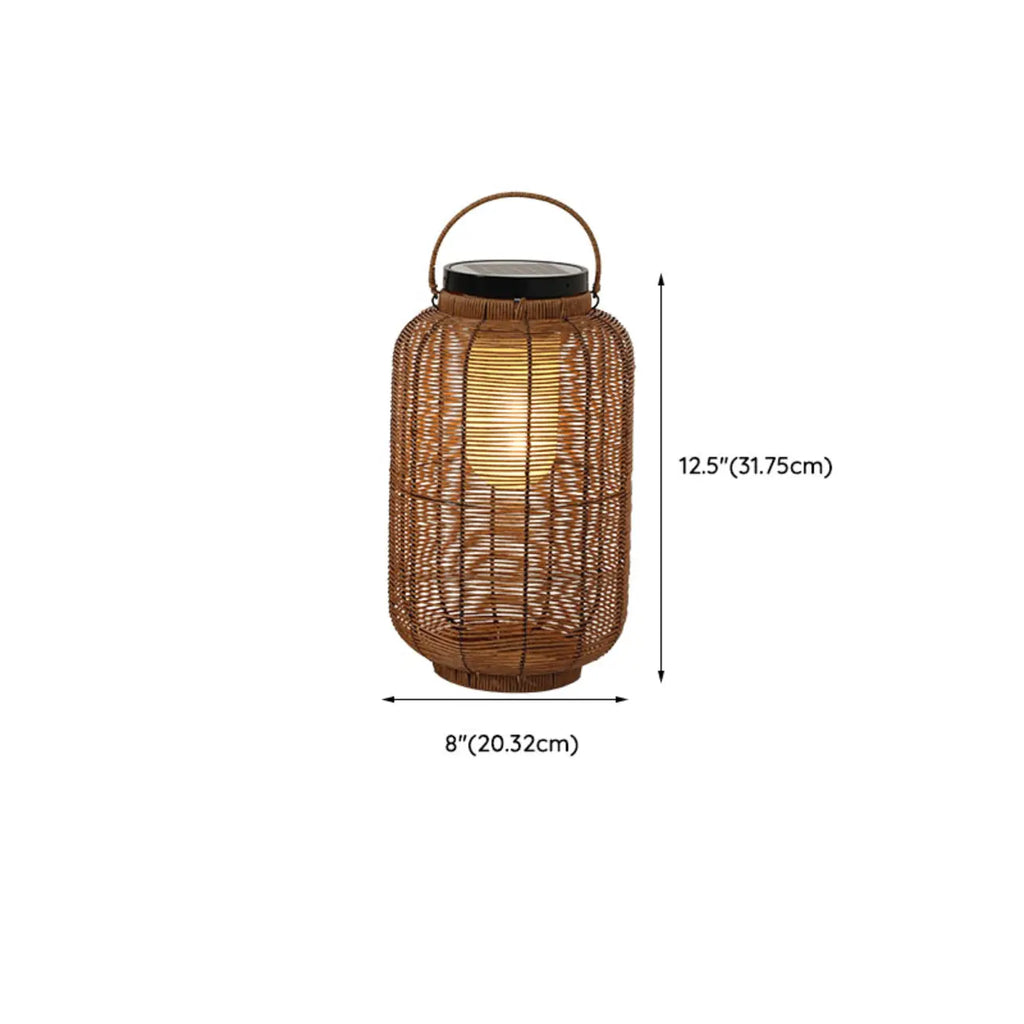 Rustic Rattan Lantern Oval Solar Outdoor Post Lights