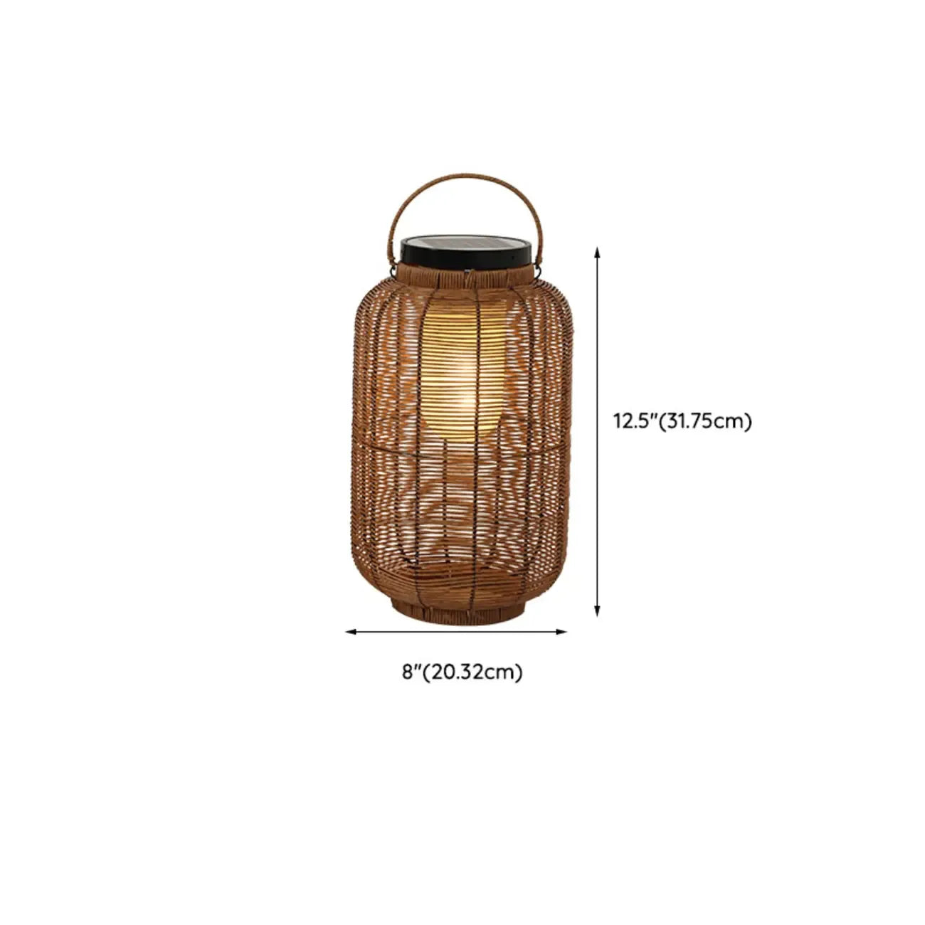 Rustic Rattan Lantern Oval Solar Outdoor Post Lights