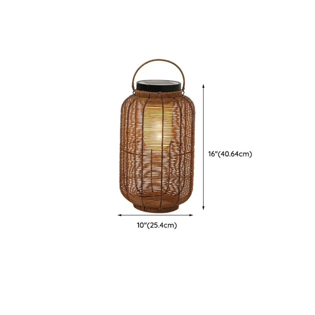 Rustic Rattan Lantern Oval Solar Outdoor Post Lights