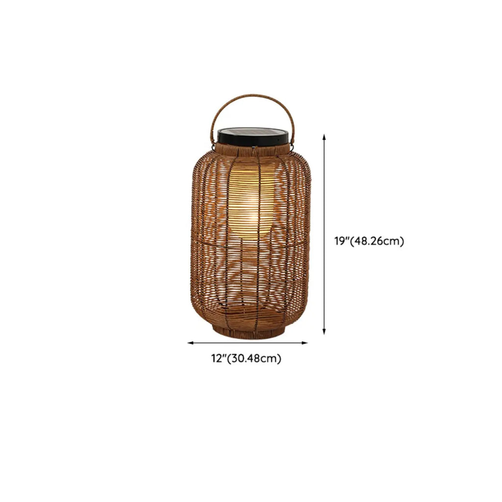 Rustic Rattan Lantern Oval Solar Outdoor Post Lights