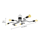 Industrial Branch Metal Semi Flush Ceiling Light