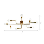 Industrial Branch Metal Semi Flush Ceiling Light