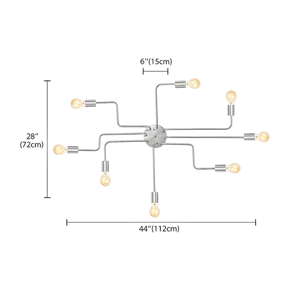 Industrial Branch Metal Semi Flush Ceiling Light