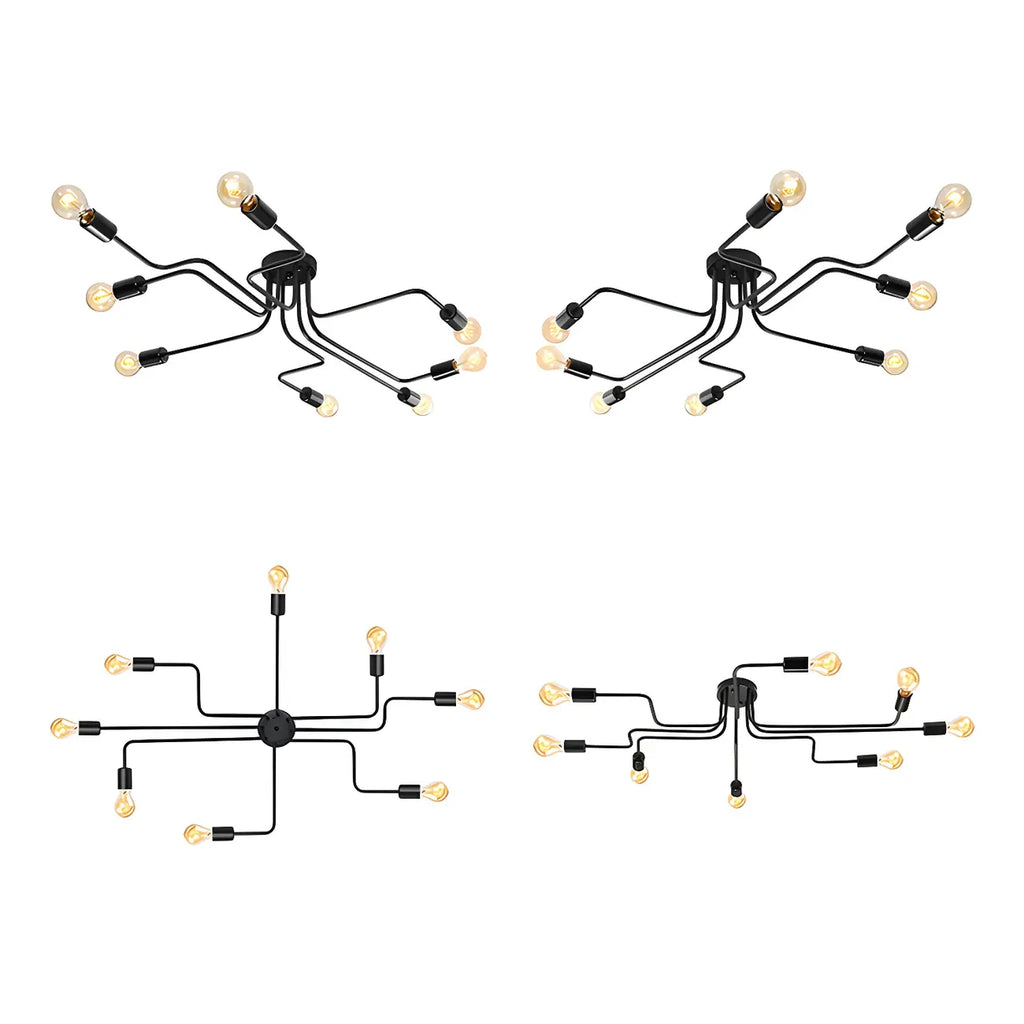 Industrial Branch Metal Semi Flush Ceiling Light