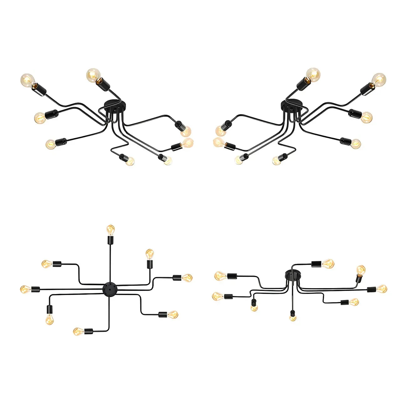 Industrial Branch Metal Semi Flush Ceiling Light