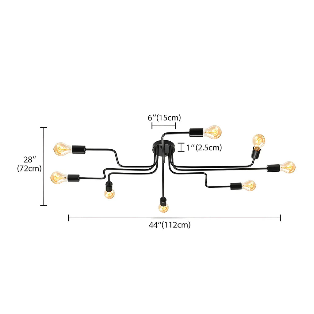 Industrial Branch Metal Semi Flush Ceiling Light