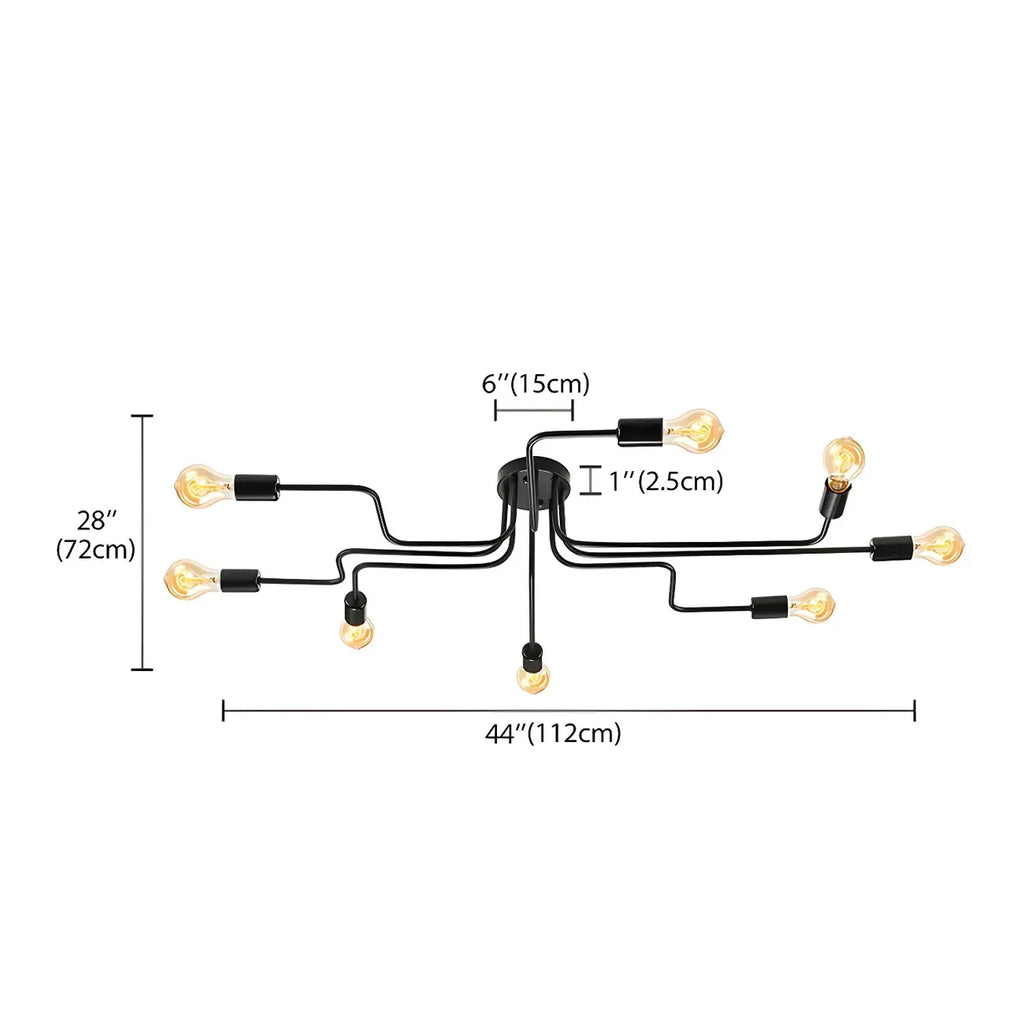 Industrial Branch Metal Semi Flush Ceiling Light