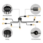 Industrial Branch Metal Semi Flush Ceiling Light