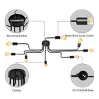 Industrial Branch Metal Semi Flush Ceiling Light