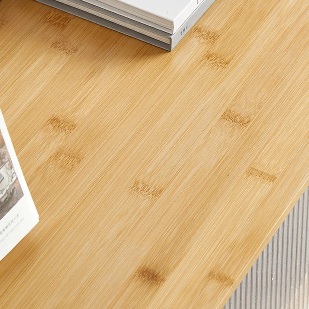 55 Natural Wood Sliding Glass Door TV Stand with Drawers