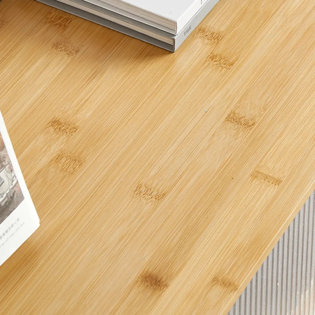 55 Natural Wood Sliding Glass Door TV Stand with Drawers