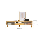 55 Natural Wood Sliding Glass Door TV Stand with Drawers