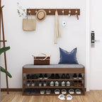 Brown Wood Shoe Storage Bench with Flip-Up Storage