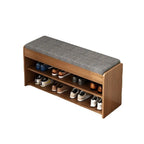 Brown Wood Shoe Storage Bench with Flip-Up Storage