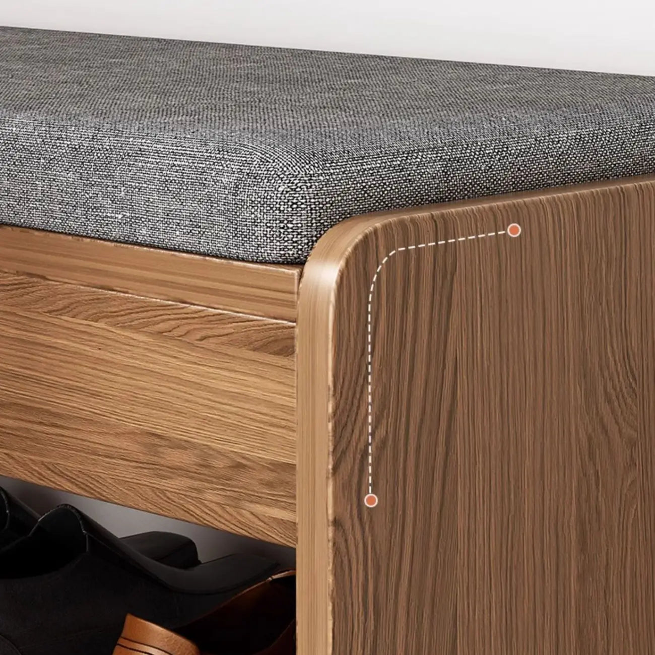 Brown Wood Shoe Storage Bench with Flip-Up Storage